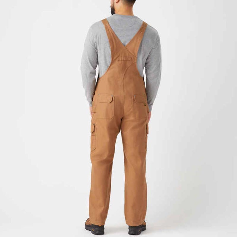 Duluth Trading Mens 46x30 Fire Hose Ultimate Bib Overalls Brown Cargo Comfy - Picture 4 of 16